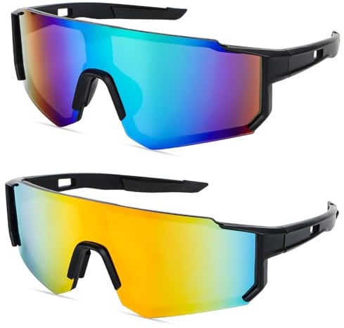 MplehDa Lot de 2 lunettes de soleil polarisées pour homme et femme - Protection UV 400 - Coupe-vent - Protection contre le vent - Pour activités de plein air
