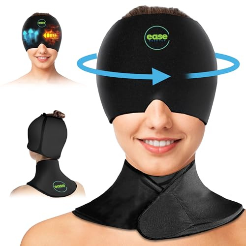 Ease Essence Eisbeutel zur Linderung von Migräne, Kappe und Hals, mit 20 % extra Gel, 360° volle Abdeckung, Wärme-/Kältetherapie, Valentinstagsgeschenk für Frauen, Männer, Mutter, Vater,