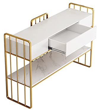 CAFIEDR Couchtisch, Konsolentisch aus Massivholz, Wandtisch aus Metall, Sofatisch für das Wohnzimmer, Langer Tisch, einfacher Blumenständer, 31,4 × 15,7 × 33,4 Zoll