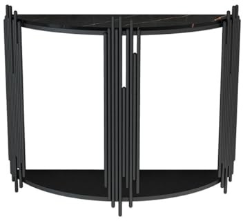 Demi-Lune Étage Véritable Marbre Console Table Console Couloir Meubles D’entrée pour Entrée, Salon À La Maison