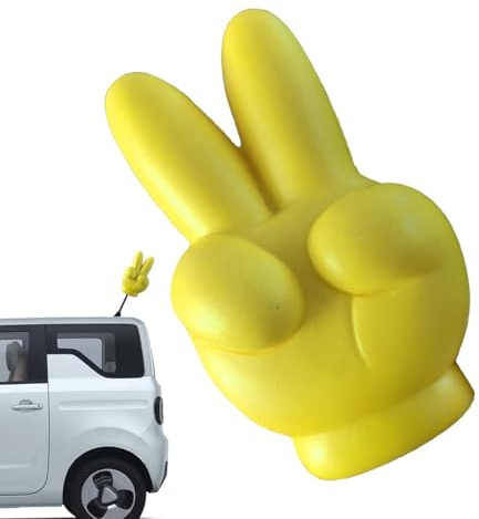 Yellow Antenna Topper - Gesture Antenna Topper for Vehicles, Creative Foam Car Styling Roof Ornament, Easy to Find Car in The Parking Lot Car Supplies for Most Vehicles