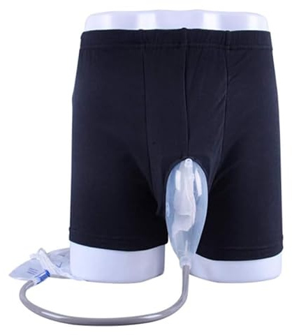 HELINAZI Wearable Urine Bag Incontinence Pants for Men, Urinary Leak Proof Leg Silica Gel Urinal Catheter Urine Collector,M