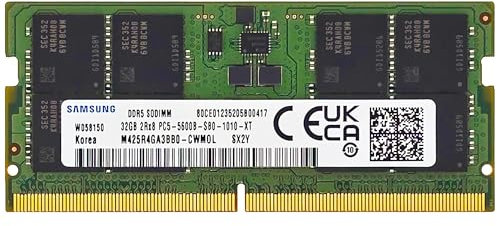 Samsung 32GB DDR5 5600MHz PC5-44800 CL46 SODIMM 2Rx8 Dual Rank 1.1V 262-Pin Laptop RAM Memory M425R4GA3BB0-CWM