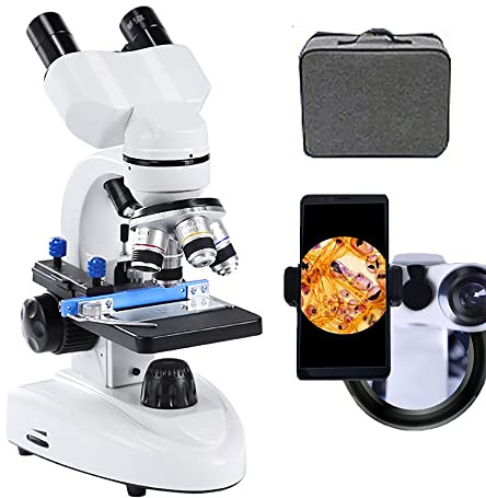 Microscopio biologico HD 30000X/40000X/50000X con custodia da trasporto, set di microscopi binoculari per esperimenti scientifici su studenti educativi per adulti, obiettivo acromatico 185, doppia ill