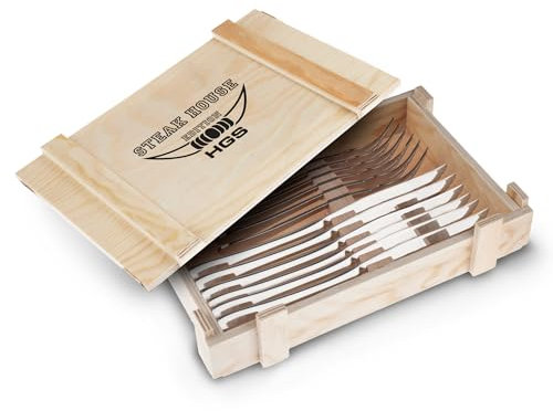 Gehring Steakbesteck 12-teilig I Steakmesser Set I Steakgabel I Steakbesteck Set 6 Personen Serie Laguna I Grillbesteck Holzkiste I spülmaschinengeeignet