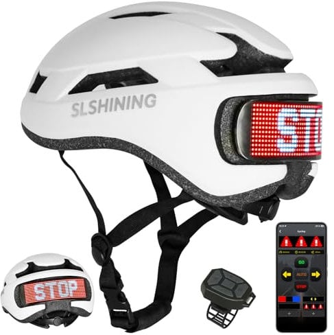 PChero Fahrradhelm mit Licht, 58-62cm Fahrradhelm mit Blinker Licht MTB & Rennard Fahrrad Helm mit Tacho Text Muster Animation LED Display Bluetooth Verbindung für Damen Herren