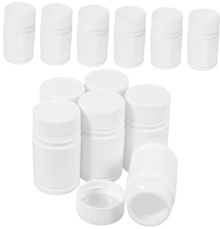 FRCOLOR 20pcs Plastic Pill Bottles Screw Cap Sealed Vial for Travel Medicine Reusable Tablet Bottles