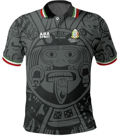 Mexiko Schwarz Retro Trikot Mexiko Retro 1998 Futbol Trikot Mexiko Mexikanischer Fußball Playeras Negras de Selección Mexicana, Schwarz, Klein