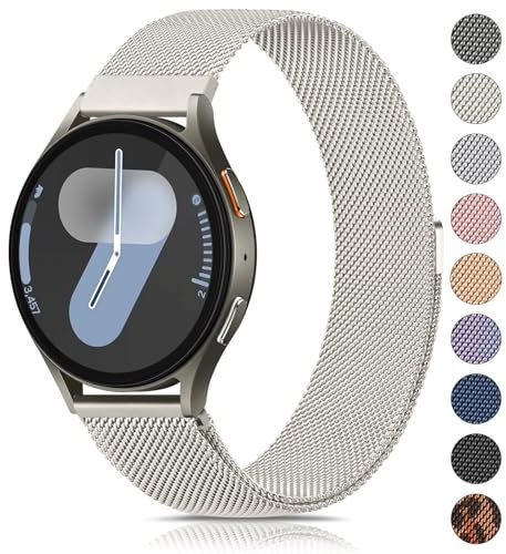 Vancle Armband für Samsung Galaxy Watch 7 Armband 40mm 44mm Damen Herren,Metall Mesh Edelstahl Ersatzarmband 20mm Uhrenarmband für Samsung Galaxy Watch FE 40mm(Starlight)
