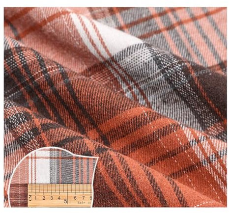 AMateschitz Karierter Baumwollstoff Tartan Stoff aus 100% Baumwolle Karo Muster Baumwolltuch Weihnachten Plaid Stoffpakete Patchwork Quadrate Meterware für Nähen Quilt DIY Rot Braun 1M*150CM