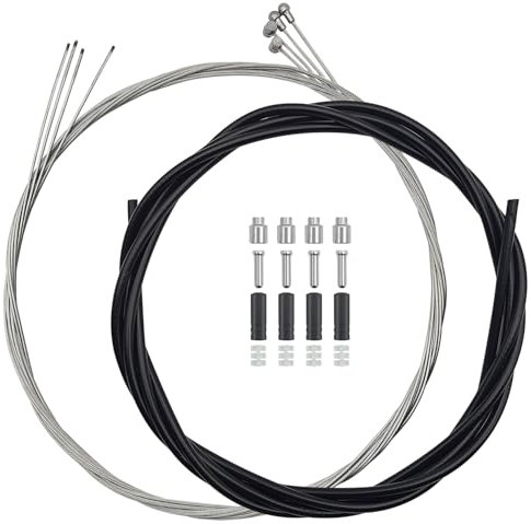 4 Pcs Bike Brake Cable Kit, Road Bike & Universal Standard Bicycle Brake Cable, Professional Bicycle Brake line for Mountain MTB, with 2.5M Brake Cable Housing & Crimps Accessories 2M