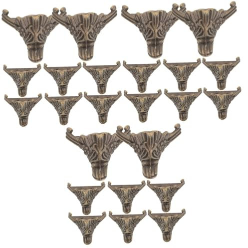 DOITOOL 3sets Vintage Style Furniture Legs Adjustable Feet for Cabinet Zinc Alloy Corner Guards for Dresser 8pcs*3