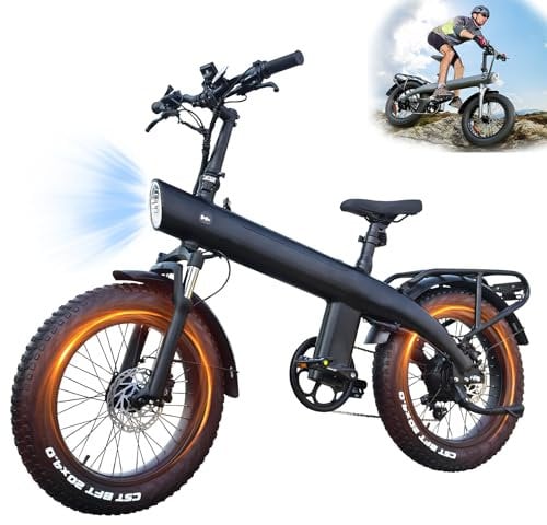 HX Electric Bike for Adult,20 Handlebar Folding Electric Bicycle with LCD Display,48V/20Ah Fast Charge Removable Battery,Front Shock Absorber,7 Speed Gears&55-65KM Range,3 Modes All-Terrain Ebike