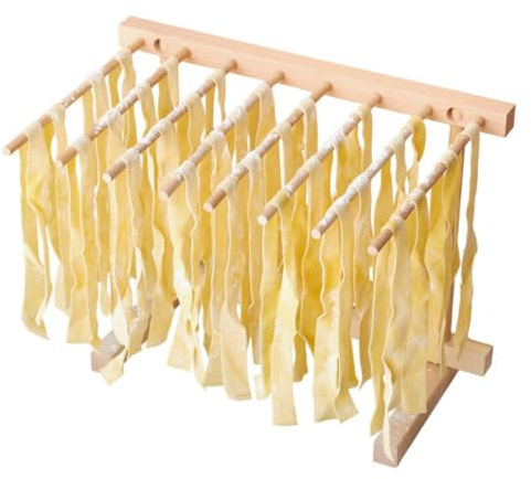 Pasta Drying Rack - Collapsible Spaghetti Holder with 8 Bars for Homemade Fresh Pasta - Wood Drying Rack for Spaghetti, Linguine, Fettucine, or Pappardelle - Kitchen Accessories by Classic Cuisine