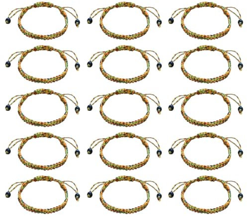 OPIURVY 15 braccialetti di corda colorati, set di braccialetti dell'amicizia bohémien regolabili, perfetti come regalo premuroso per bambini e adolescenti.(E)