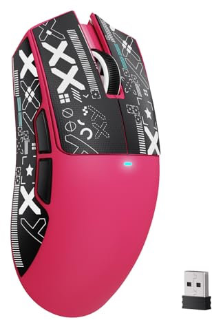 ATTACK SHARK X11SE Kabellose Gaming-Maus, 63g Superleicht, mit PixArt PAW3311-Sensor, 22000DPI, Tri-Mode BT/2,4 GHz/Kabelgebunden, 1000Hz, 300mAh, Dual-Treiber,für PC/Xbox/Mac, Beerenrot mit Klebeband