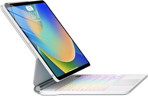 ALIWLHOF for iPad 9th Generation Case with Keyboard,Magic Magnetic Keyboard Case for iPad 10.2 9th/8th/7th Gen & Air 3,Pro 10.5, Multi-Touch Trackpad - Backlit - Floating Cantilever Stand (White)