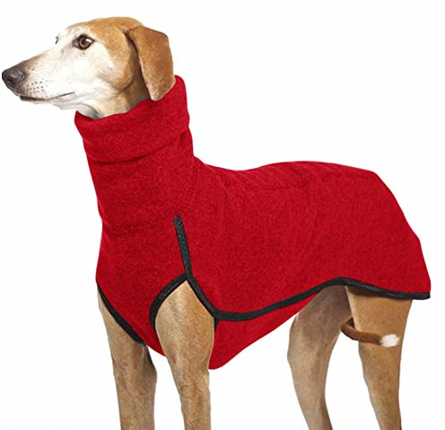 Imily Bela Hundepullover Fleece Rollkragen Hundemantel Warmer Weste Pullover Outdoor Hundejacke Winterkleidung für Kleine Mittel Große Hunde,Rot,XS