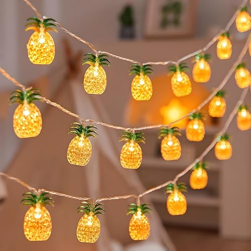 ZKPJH 3M 20 LED Batterie Lichterkette mit Ananas Deko - Tropische lichterketten Fairy Lights für Indoor & Outdoor, Garten, Party, Sommer, Balkon, Geburtstag, Geschenk