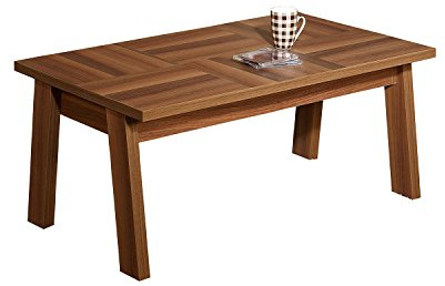 Modern Brown Coffee Table, 108 x 66 x 45 cm | 100% Melamine Coated Particle Board, 18 mm Thick | Stylish Geometric Design for Contemporary Living Spaces