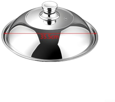 Vilgftyiet 304 Stainless Steel Pot Lid with Heat Resistant Glass Window, Anti-Spill Edge for Kitchen Cooking Pots, Silver(36cm)