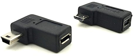 Duttek Mini USB auf Micro USB Adapter Set, 1 x Micro USB Stecker auf Mini USB Buchse Adapter + 1 x Mini USB Stecker auf Micro USB Buchse Adapter rechtwinklig