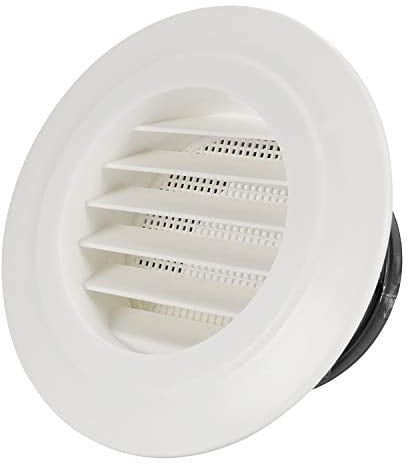 Hon&Guan Ø100 mm Rejilla de Ventilación Redonda, Rejilla de Ventilación de Plástico ABS Blanco, Rejilla de Extracción de Aire, con Mosquitera, para Garaje, Baño, Cocina, Secadora, Sótano