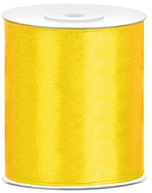 SATINBAND 25m x 100mm 10cm breit Geschenkband Band Satin Hochzeit Tischläufer (gelb)