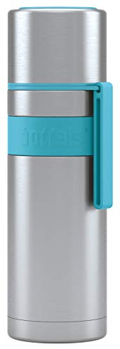 Isolierflasche HEET 500ml – Thermoflasche aus Edelstahl, Doppelwandig, Vakuum-Isolierte Thermoskanne mit Becher, Auslaufsicher, BPA-frei, Hält 12h warm, 360° Verschluss, Trageschlaufe (Türkisblau)