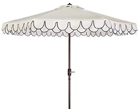 Safavieh Parasol de Patio Métal, Blanc et Noir, 255 X 255 X 248 Cm