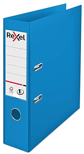 Rexel Choices, A4 Lever Arch File, 75 mm Spine, 500 Sheet Capacity, Plastic Cover, File Folder, 2115503, Light Blue