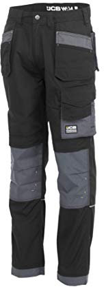 JCB Workwear D+IM/40 Trade Plus Rip Stop Hose, normale Beine, Größe 40, schwarz/grau