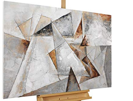 KunstLoft Leinwandbild | 100% HANDGEMALT | 120x80cm | Gemälde 'Tiefer Schlaf' | Abstrakt | Grau Braun | Wandbild Wohnzimmer