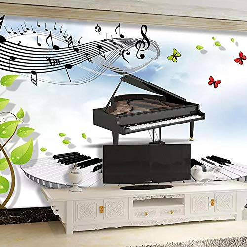 Piano tv Background Wall Paper 3D Music Decorative Painting Classroom Piano Music Studio Wallpaper Music Children Room Mural 3D Wallpapers Wallpaper Paste Living Room Paste The wall-350cm×256cm