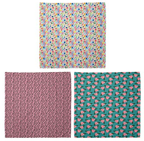 ABAKUHAUS Unisex Bandana, Tulpen Rosen und Stiefmütterchen Blumen Rosebud Art Begonia Blumen-Liebe, 3er Pack, Mehrfarbig