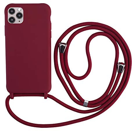 TANGNI Crossbody case for iPhone 11 - Necklace Mobile Phone Cover with Cord Strap - Lanyard Case Holder - Mobile Phone Collar Clear Soft TPU Shockproof Bumper -Red