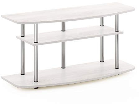 Furinno Frans Turn-N-Tube 3-Tier TV Stand for TV up to 46 Inch, White Oak