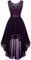 Berylove Damen Abendkleid Elegant Spitzenkleid Vokuhila Kleid A Linie Sommer Cocktailkleid Ärmellos Chiffon Brautjungfer Kleid Traube BLP7035 Grape L