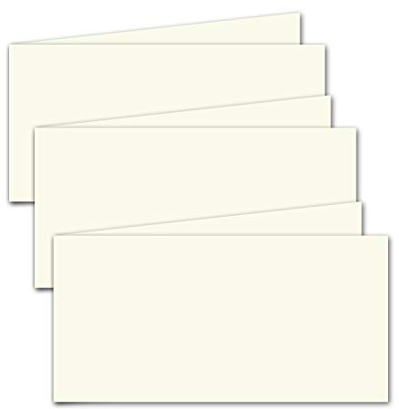 100x faltbares Einlege-Papier für DIN Lang Doppelkarten quer - Creme - 102 x 410 mm (102 x 205 mm gefaltet) - ideal zum Bedrucken mit Tinte und Laser - Mattes Papier von Gustav NEUSER
