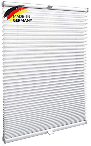 Gardinen21 Plissee nach Maß zum Kleben |Jalousien Rollo mit Klebefunktion |Sonnenschutz und Sichtschutz |Maßgefertige Fenster & Türen Rollos in Weiß