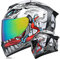 Integral-Motorradhelm Doppelvisier ECE/DOT-Zugelassen Integralhelm Für Männer Frauen Bunter Leichter Moto Cross-Helm Junge Männer Und Frauen Helm Mit Grafik White Grey,L