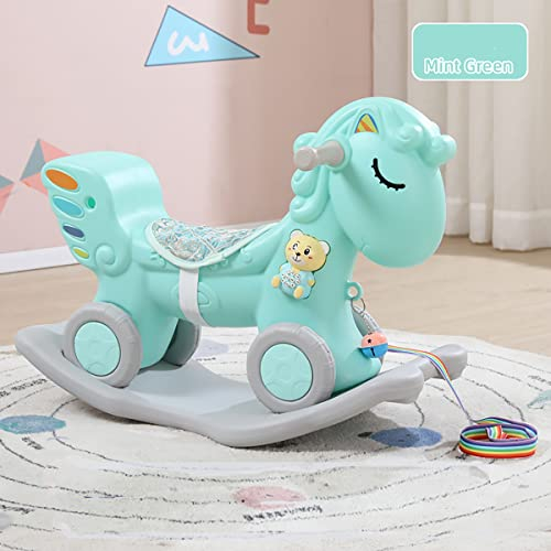 WDW® 2-in-1 Schaukelpferd für Kinder, Laufrad für Kleinkinder, Kinder, Schaukelpferd ab 1 Jahr, Größe 88L × 51H × 39W cm (grün)