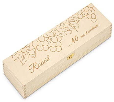 Maverton Boîte Caisse à Vin Personnalisée pour Lui - Coffret pour Homme - pour 1 Bouteille à vin - Coffret en Bois de Pin avec Gravure - pour Anniversaire - Excellence