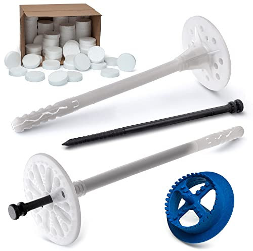 STRÜBER WDVS SET (Ø10x260mm Dämmstoffdübel mit Kunststoffnagel 1000St + Weiß Styropor Rondelle 1000St + Styroporfräser 1St) Satz für Fassadendämmung Wärmedämmung EPS Abdeckkappen Fräse Tellerdübel ETA
