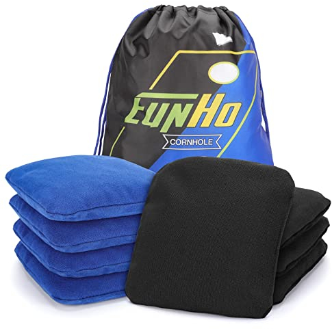 EunHo Doppelseitige Cornhole Bags Regulation, Set mit 8 professionellen Cornhole Sitzsäcken, glatt und Stick für Wurfspiel, Allwetter