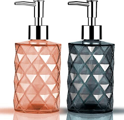 Distributeur de savon en verre 330 ml pour la cuisine, le shampoing, le gel douche, la salle de bain, les bouteilles à remplir, distributeur de savon liquide