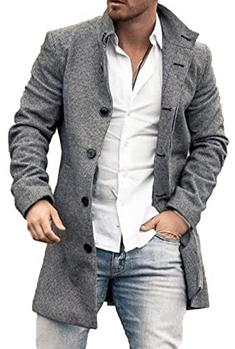 ZEZKT Manteau Homme en Laine Hiver Chaud Mi-Long,Manteau Classique Epais Parka Trench Coat Pardessus Caban Slim Fit Élégant Business Décontractée Duffle-Coats Coup-Vent Revers Overcoat
