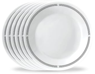 Corelle 6-Piece 6.75 Appetizer Round Plates, Vitrelle Triple Layer Glass, Lightweight Round Plates, Dessert Plates, Chip and Scratch Resistant, Microwave and Dishwasher Safe, Brasserie