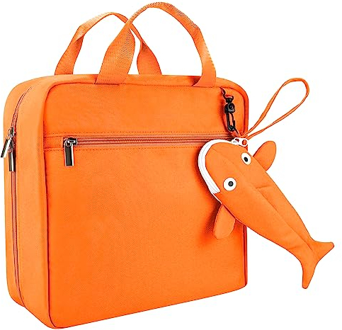 Annmore Tasche für Tiptoi Stift und Tiptoi Bücher Starterset, mit Tragbares Hai Hülle für Tiptoi Stift, Platz für 10 bis zu 12 Bücher, Transporttasche für Tiptoi Puzzle und Zubehör, Orange