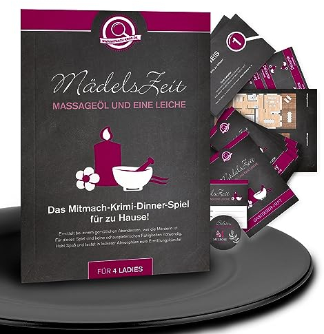 mitmach-krimi – Mädelszeit. Massageöl und eine Leiche – Krimidinner Spiel für zuhause für 4 Personen – Krimispiel für Frauen – Dinnerparty – mörderisches Krimi Dinner – Mädelsabend